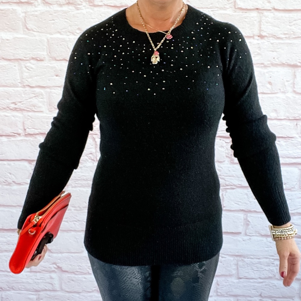 Apt 9 Black Sequin Sweater - Small - image 5